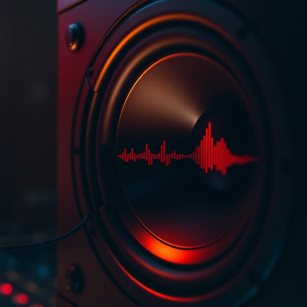 Studio monitor speaker with waveform visualization
