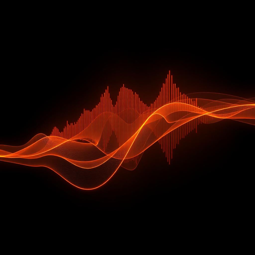 Abstract glowing sound waveforms
